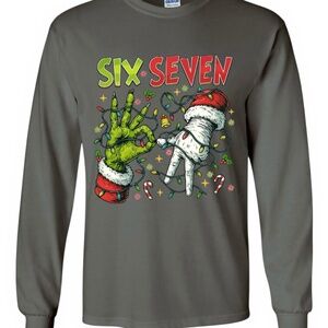 67 Grinch T-shirt Funny Christmas T-shirt long sleeve custom, S M L XL gray New